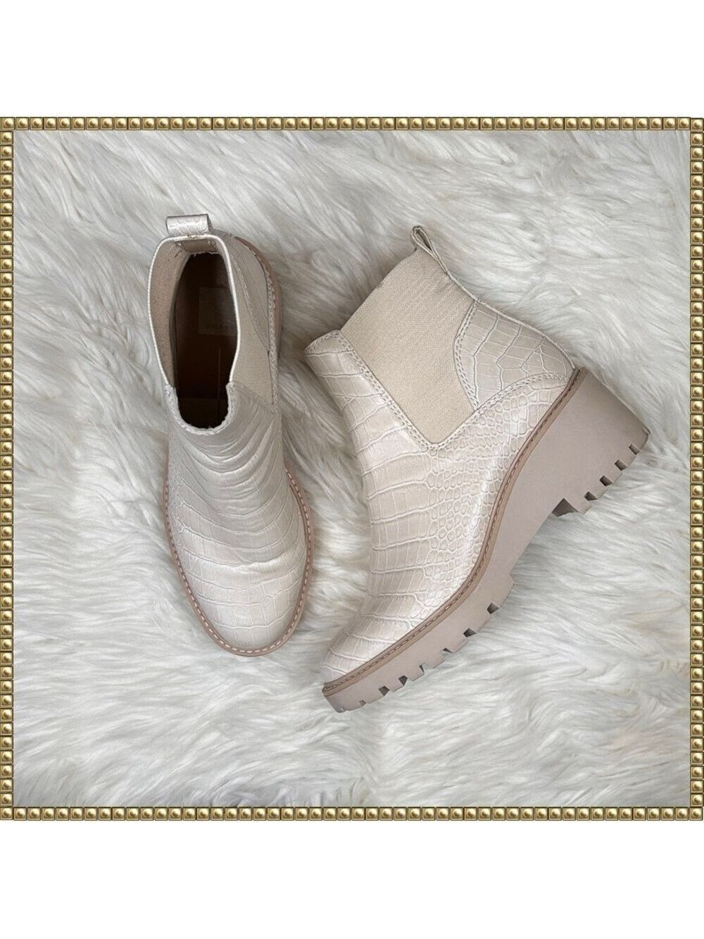 Dolce Vita Cream Snakeskin Platform Ankle Booties Size 10